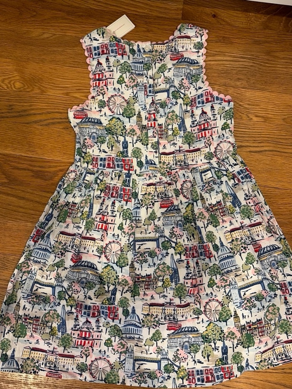 Girls' London Motif Print Sundress with cute detailing